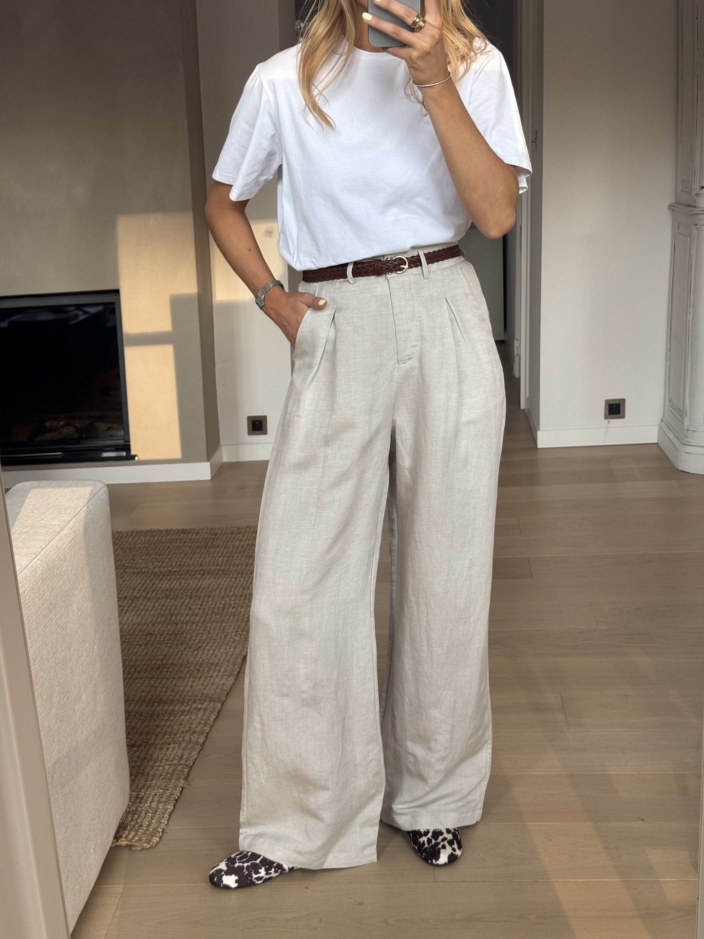 Beige Linen Romuald Pants