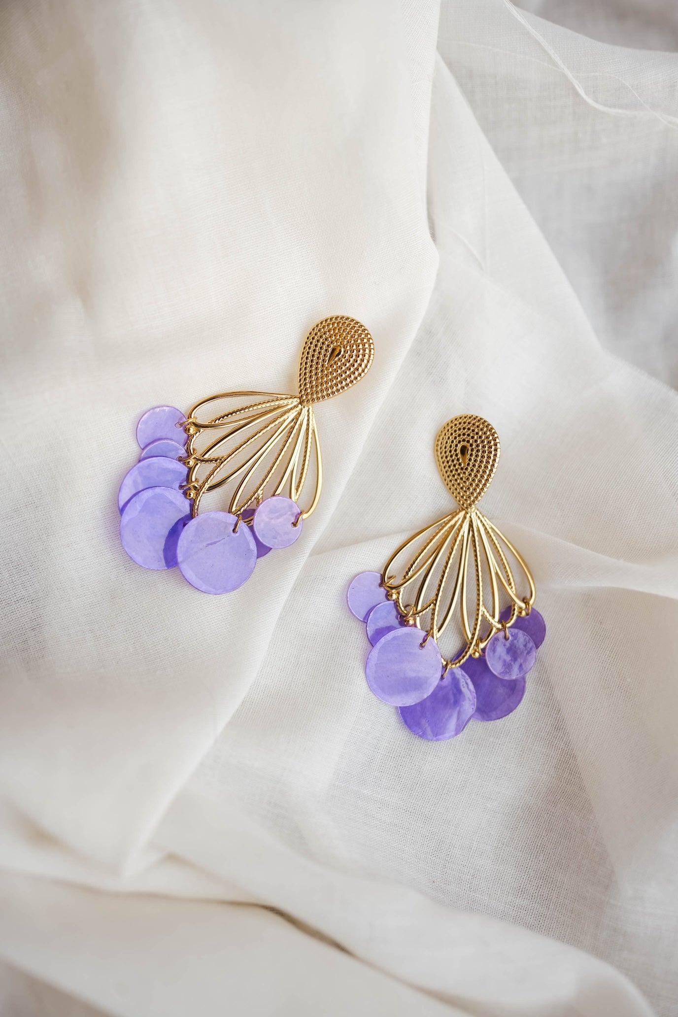 Golden and Mauve Saila Earrings