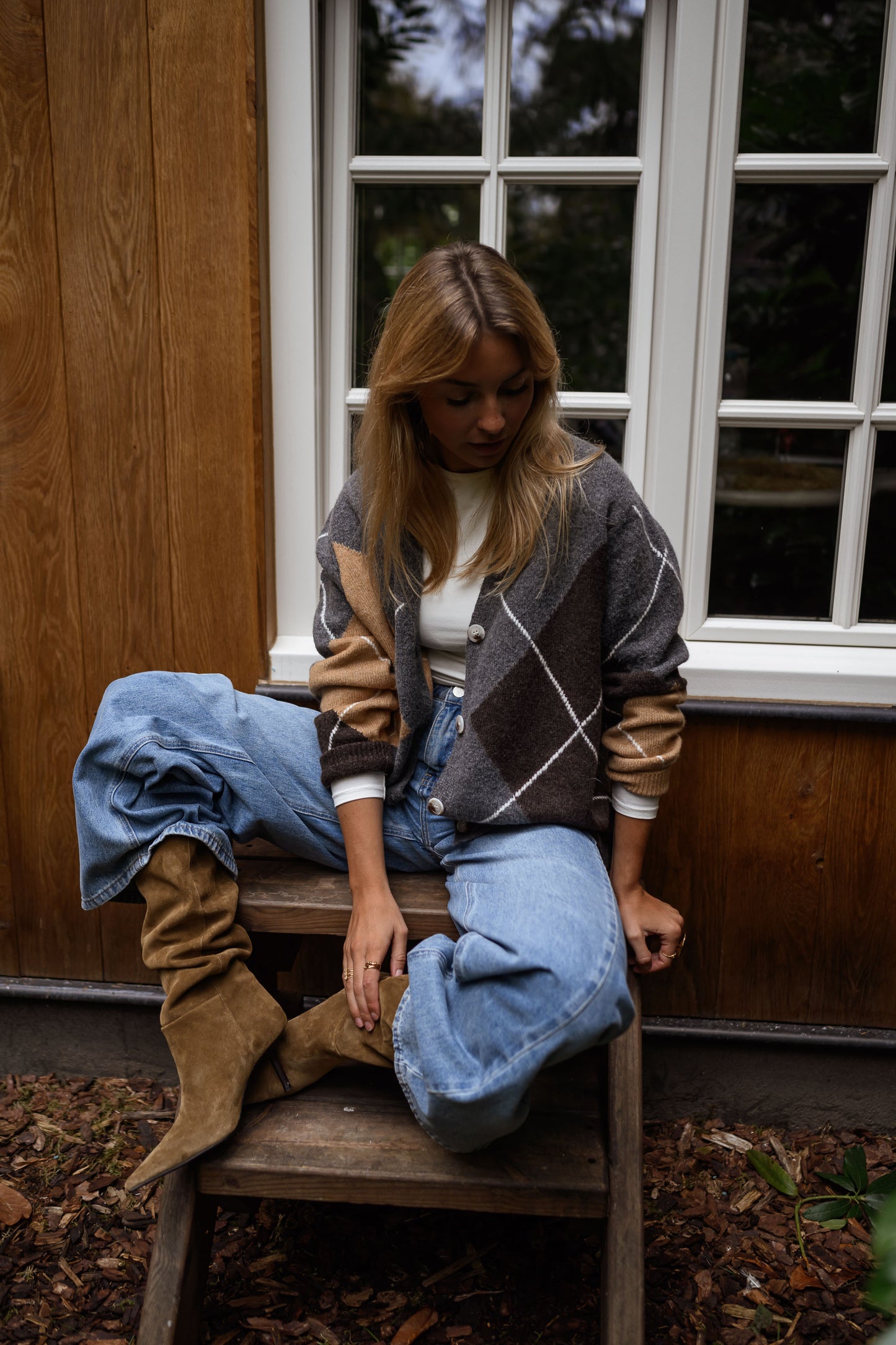 Grey Checkered Georgia Cardigan