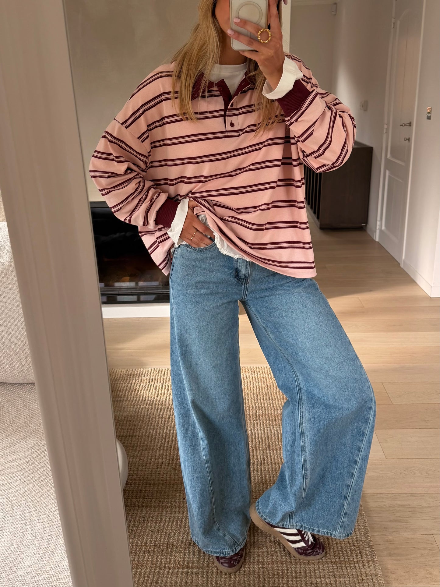 Pink and Burgundy Amilia Polo Shirt