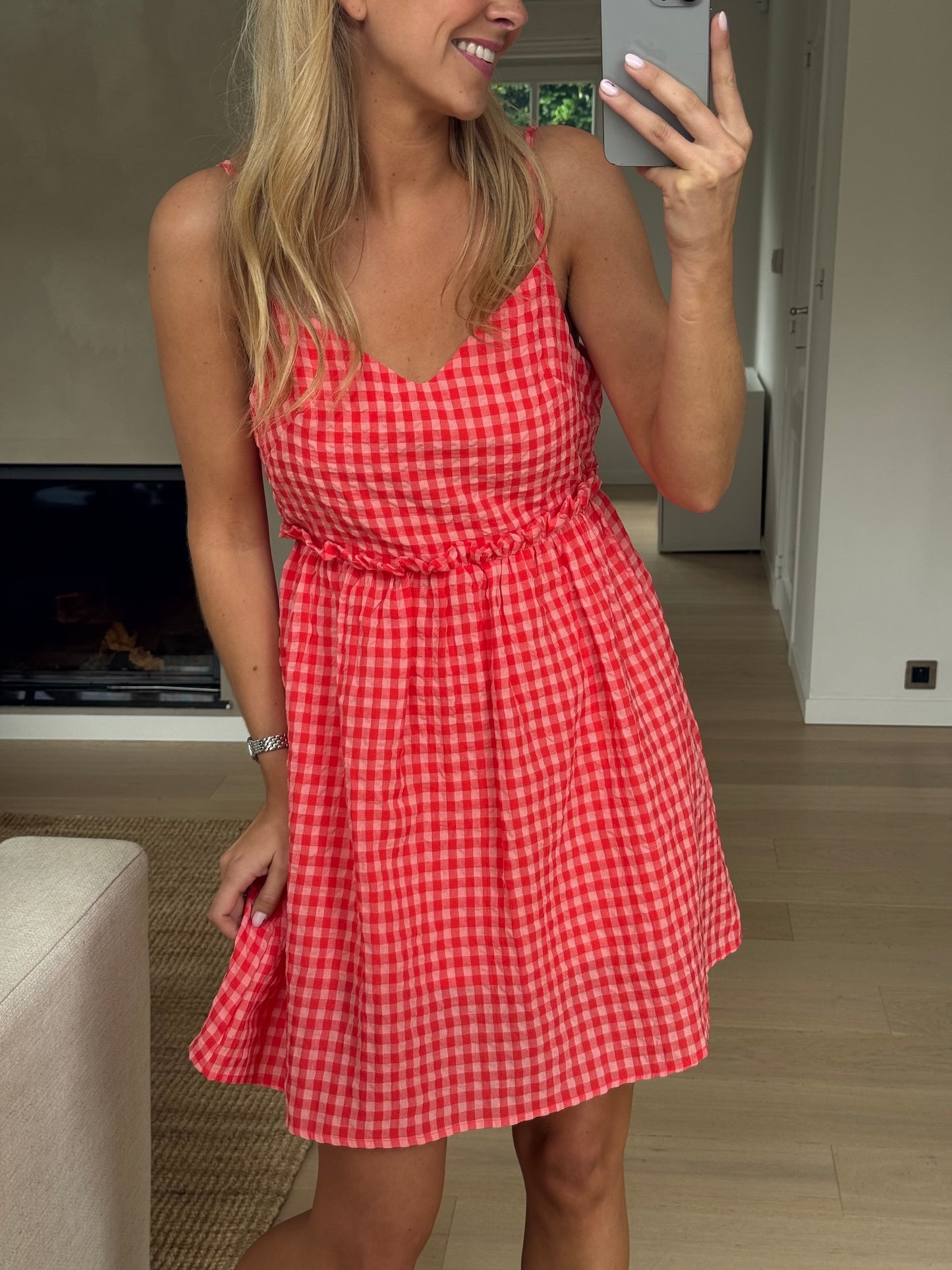 Red Safia Gingham Dress