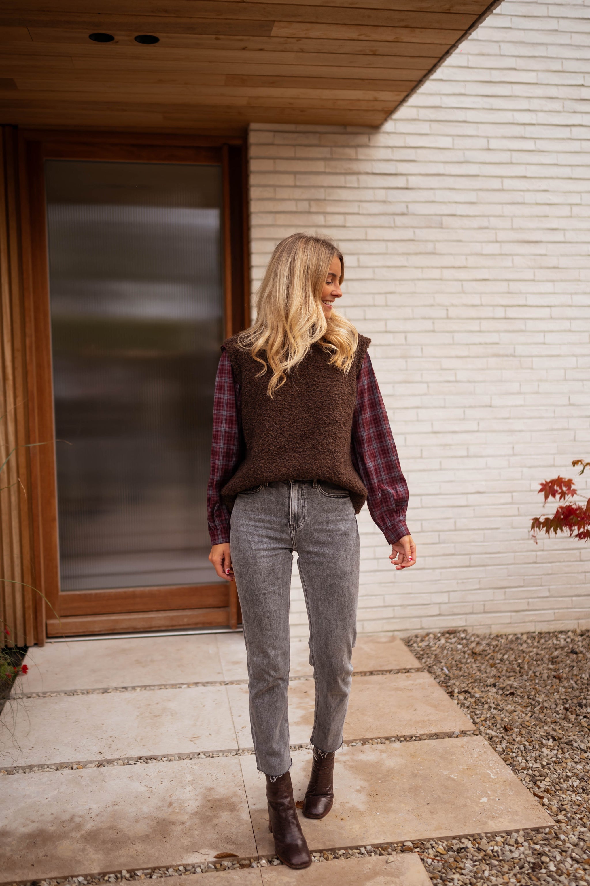 Burgundy Checkered Emmie Shirt