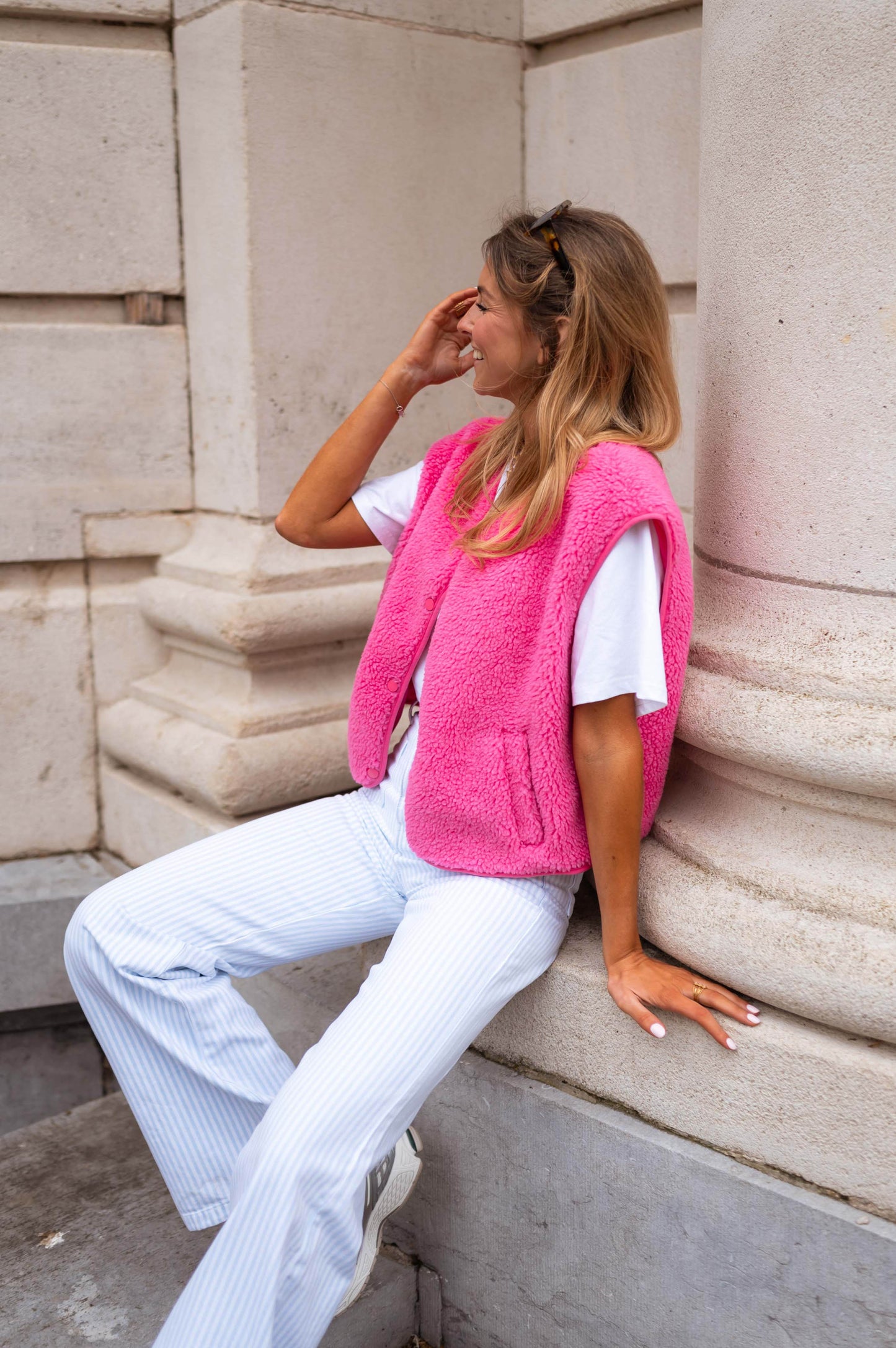 Pink Taoh Sleeveless Cardigan