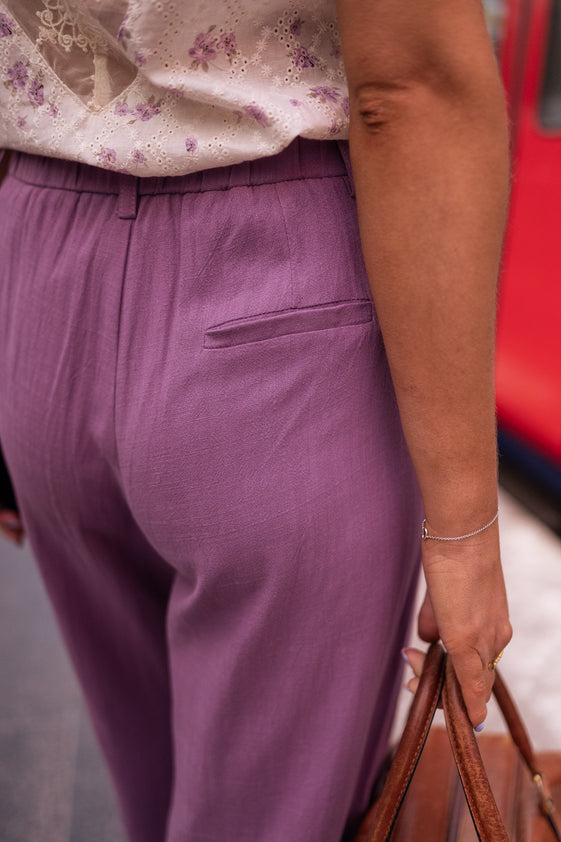 Purple Linen Joey Pants