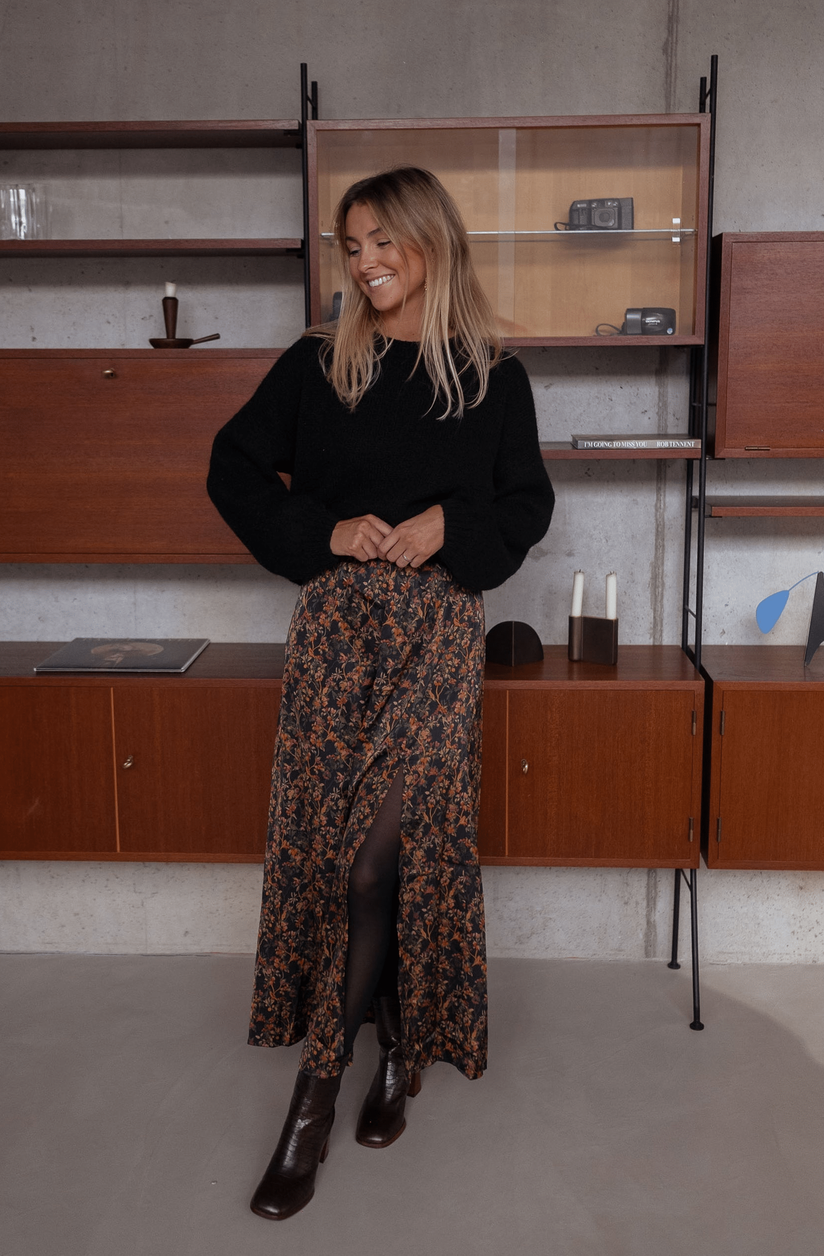 Black Bridget Floral Skirt