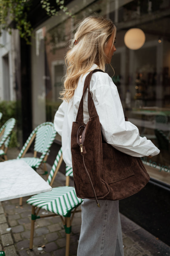 Brown Suede Pascal Bag