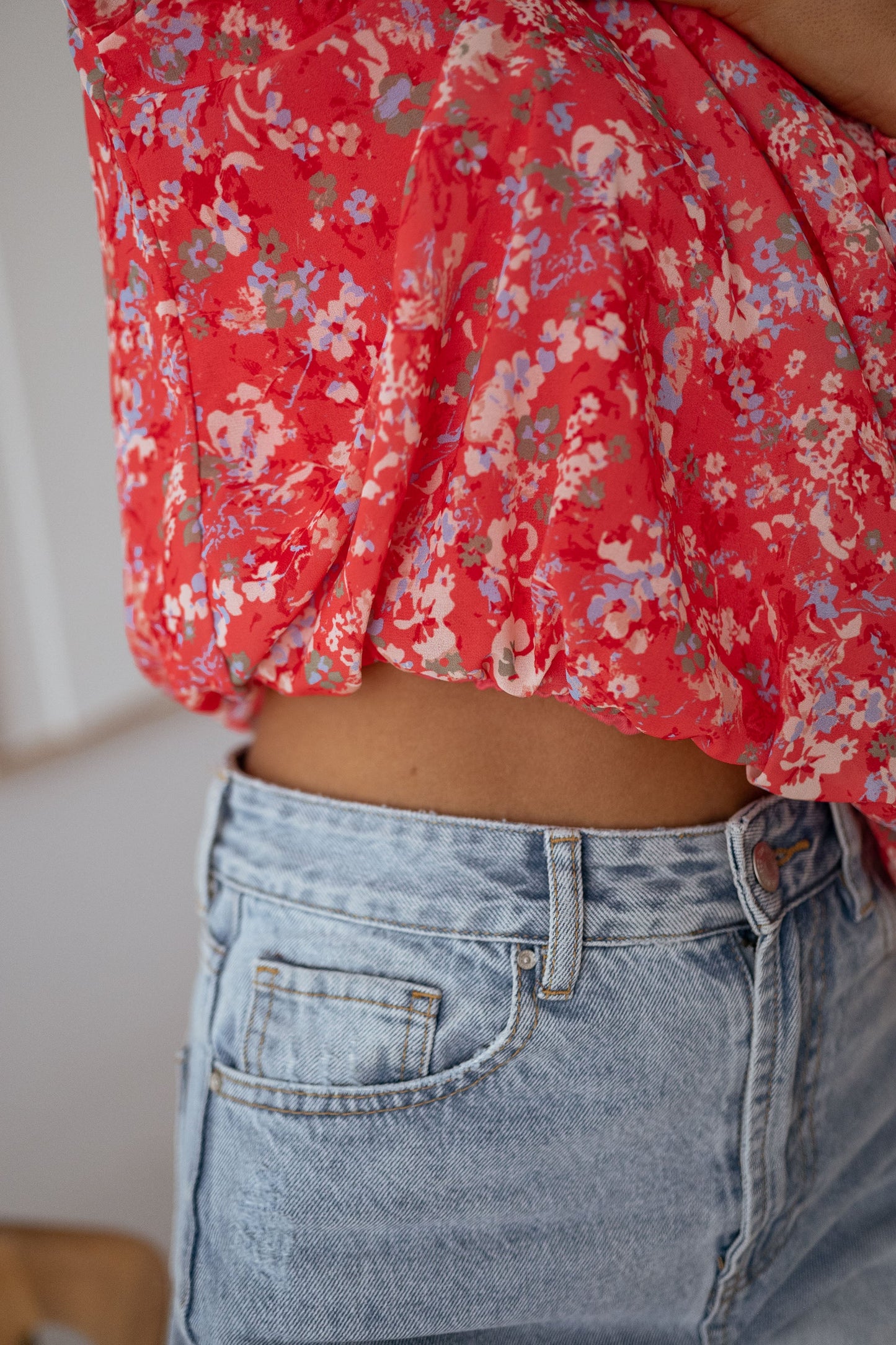 Floral Coral Doma Blouse