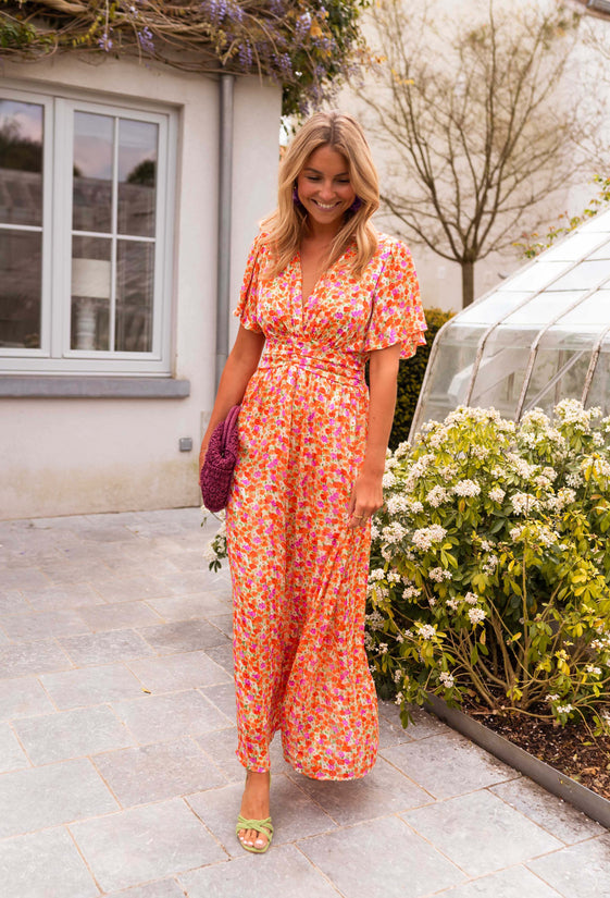 Orange Floral Shilow Dress