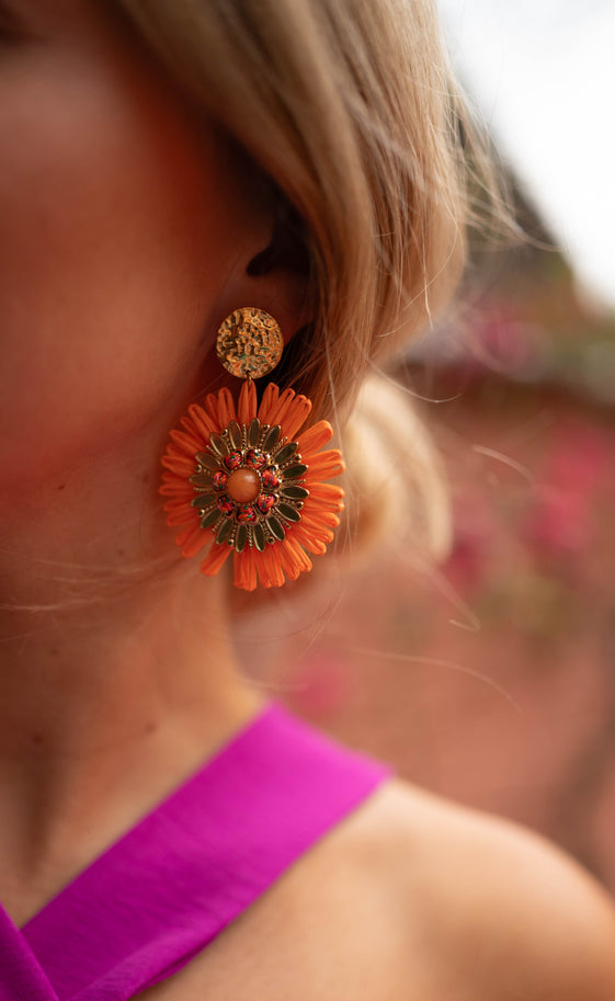 Orange and Golden Aynu Earrings