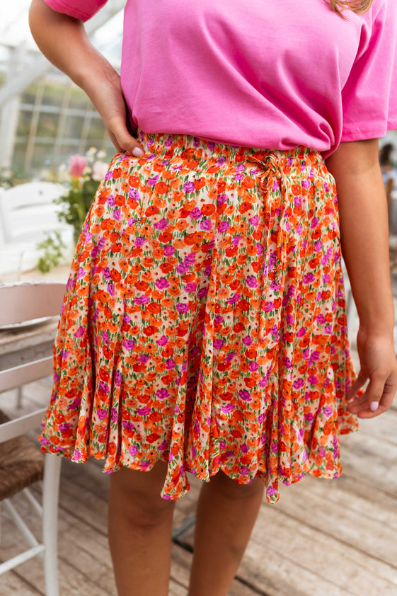 Orange Floral Henley Skirt