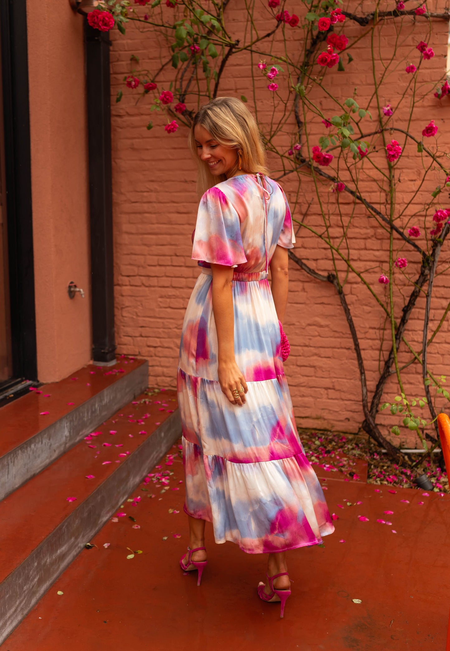 Blue and Pink Patterned Franka Dress