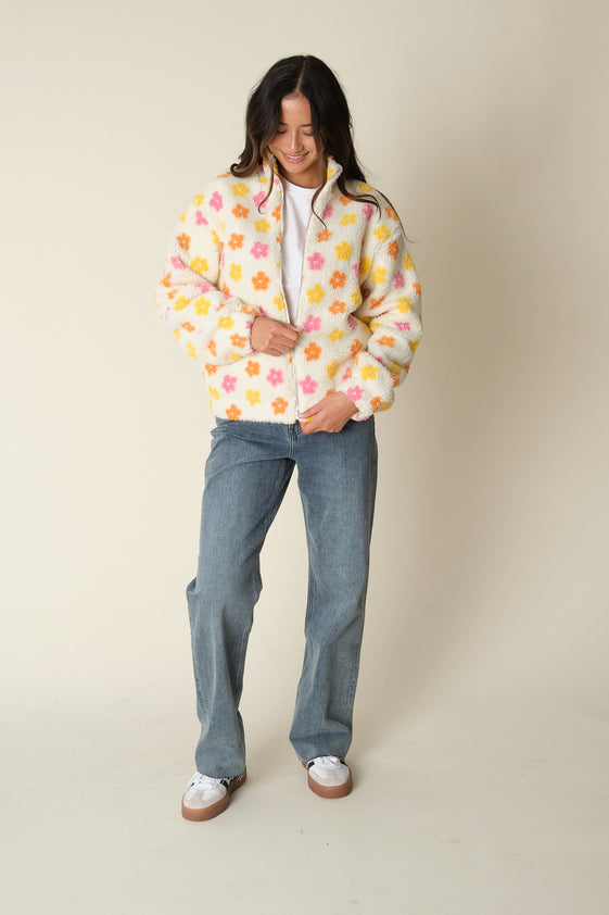 Ecru Floral Danilo Polar Fleece Jacket