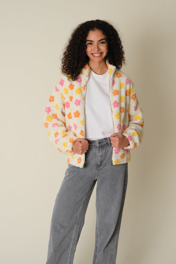 Ecru Floral Danilo Polar Fleece Jacket