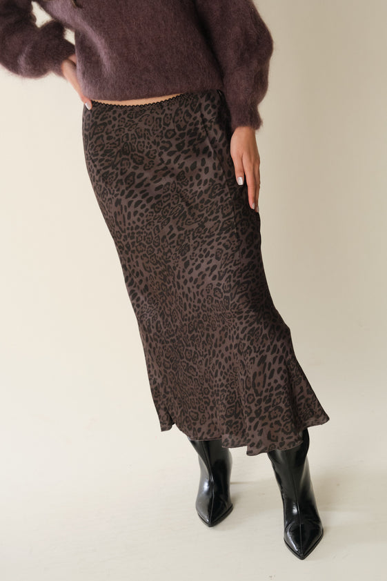 Chocolate and Black Leopard Ben Skirt