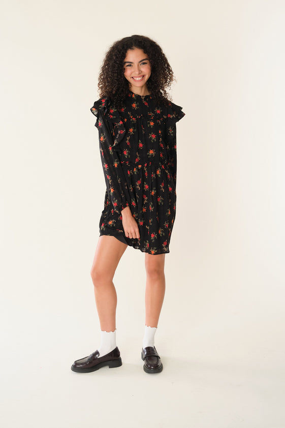 Black Floral Elane Dress