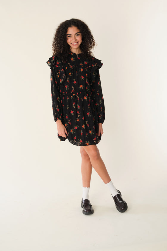 Black Floral Elane Dress