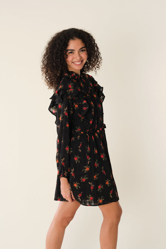 Black Floral Elane Dress