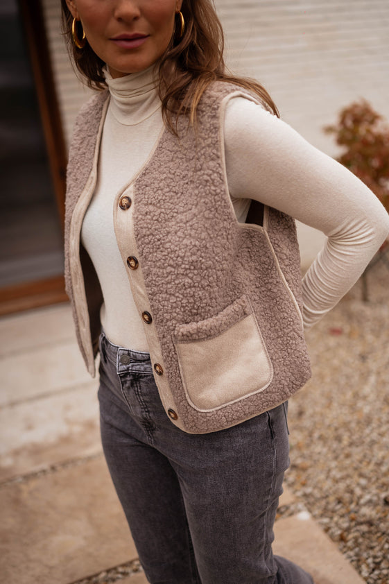 Taupe Ghislain Sleeveless Cardigan