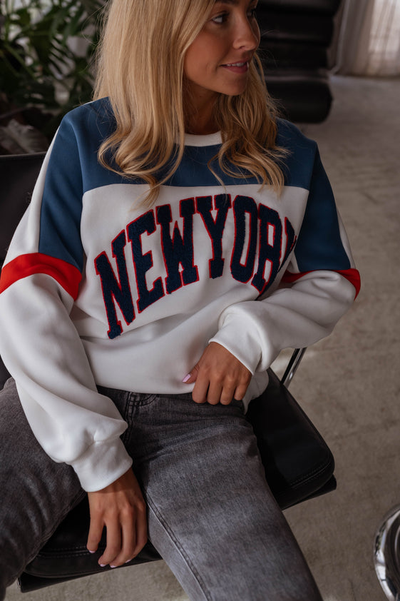 Ecru and Blue Noho Sweater