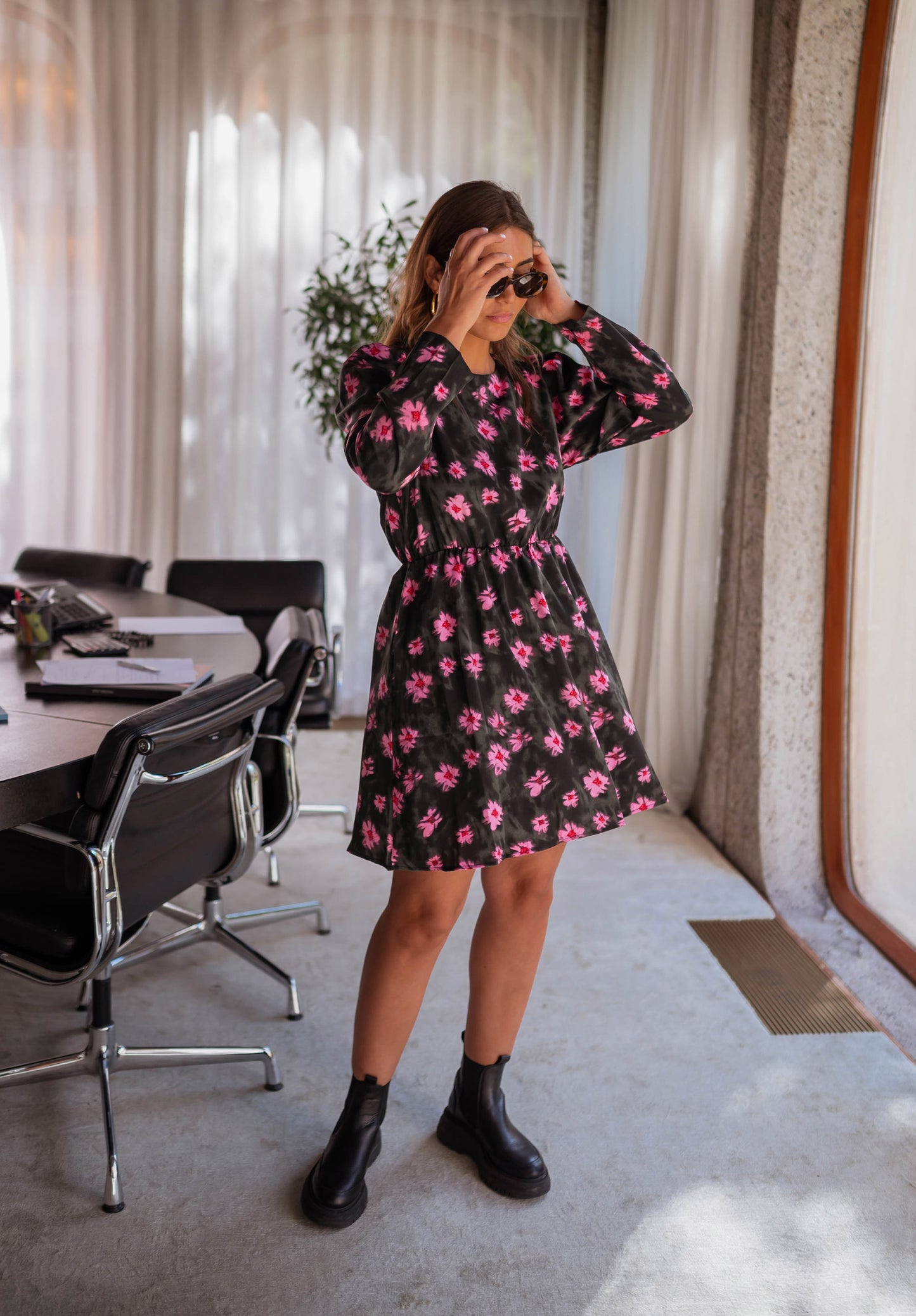 Black Floral Anaelle Dress