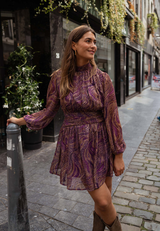 Purple and Golden Ryme Dress