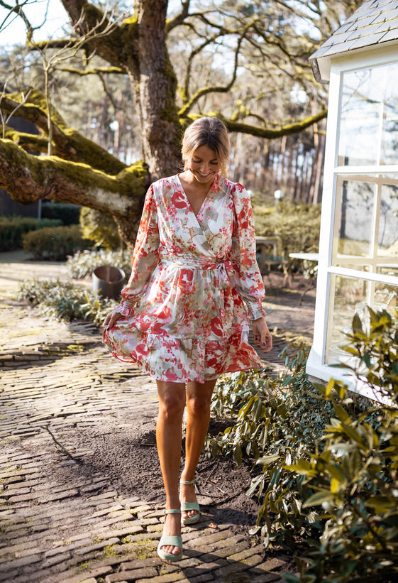 Orange and Khaki Patterned Toby Dress