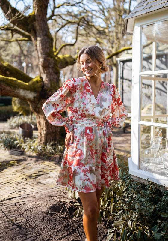 Orange and Khaki Patterned Toby Dress