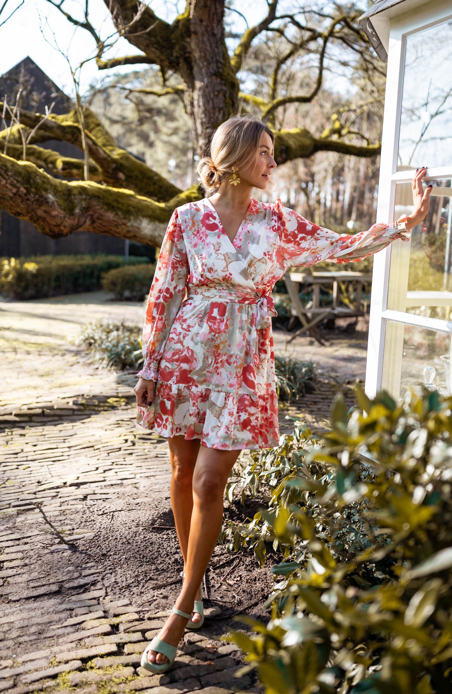 Orange and Khaki Patterned Toby Dress