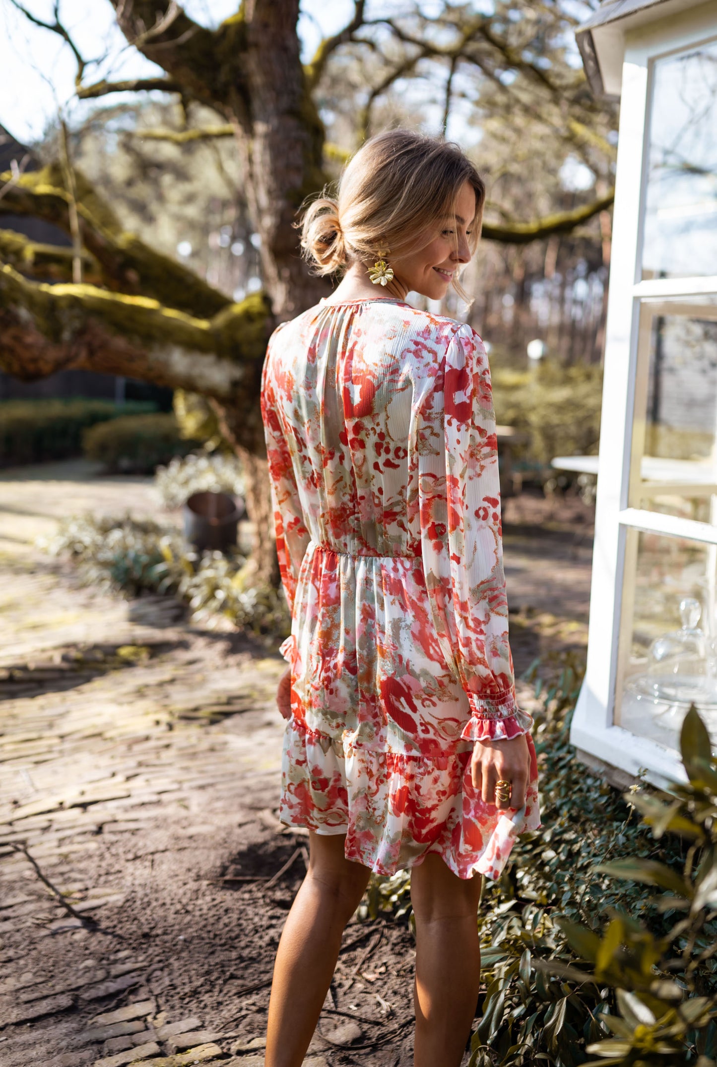 Orange and Khaki Patterned Toby Dress