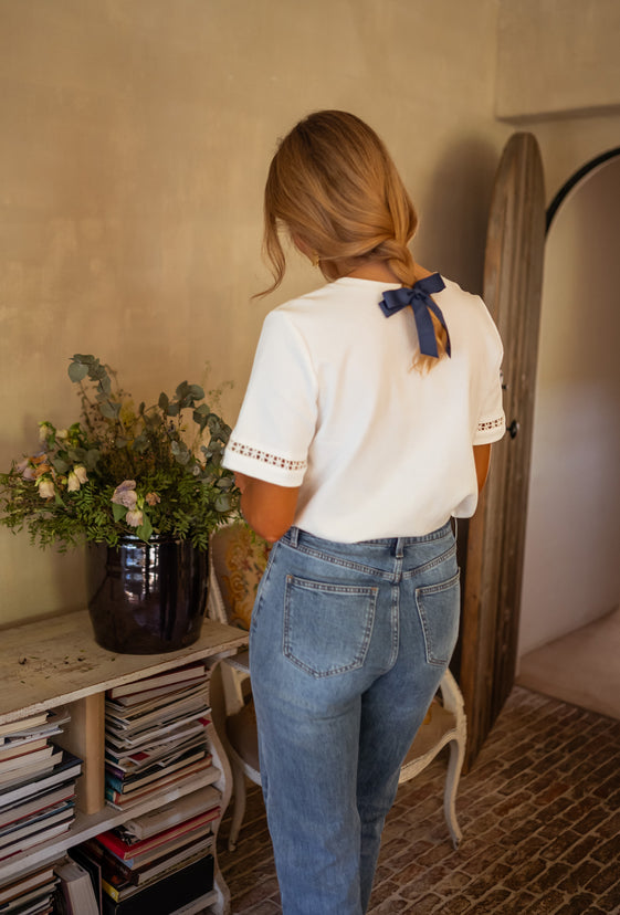 White Embroidered Romina T-Shirt