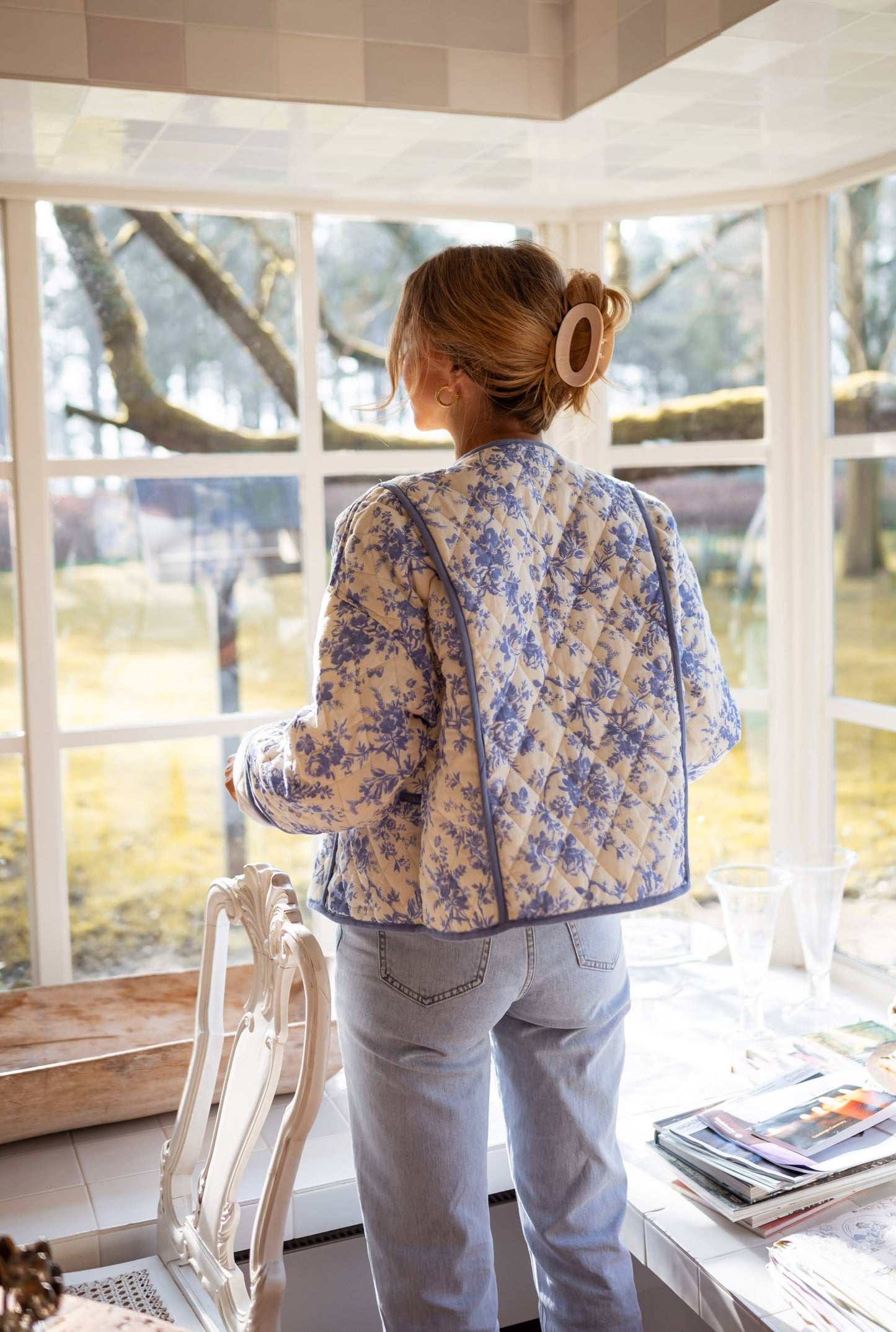 Ecru and Blue Floral Jomilie Jacket