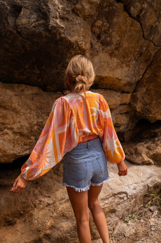 Orange Patterned Charline Blouse