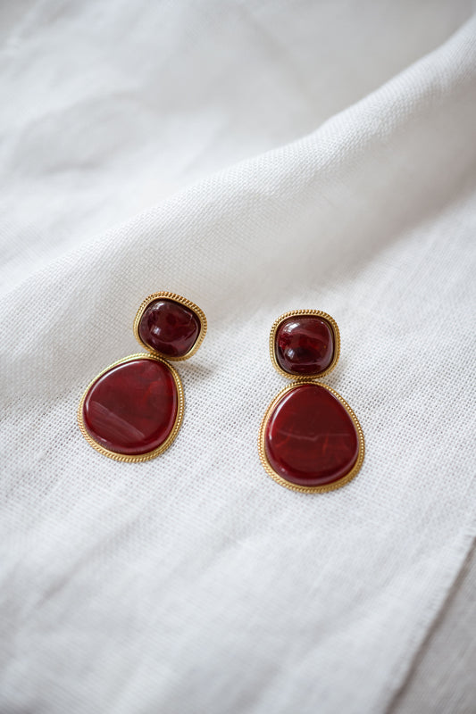 Burgundy Clay Earrings