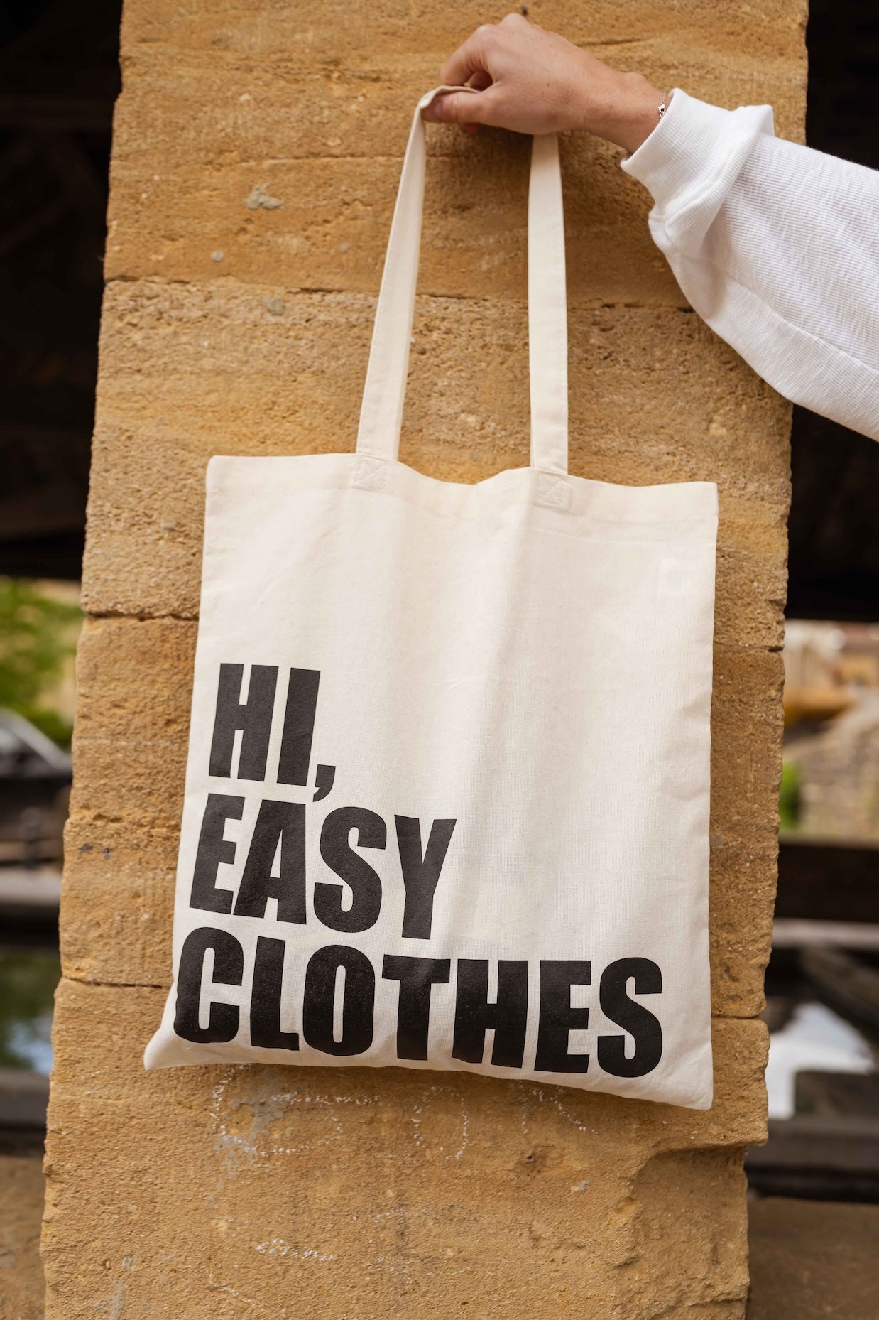 Beige and Black Easy Clothes Tote Bag