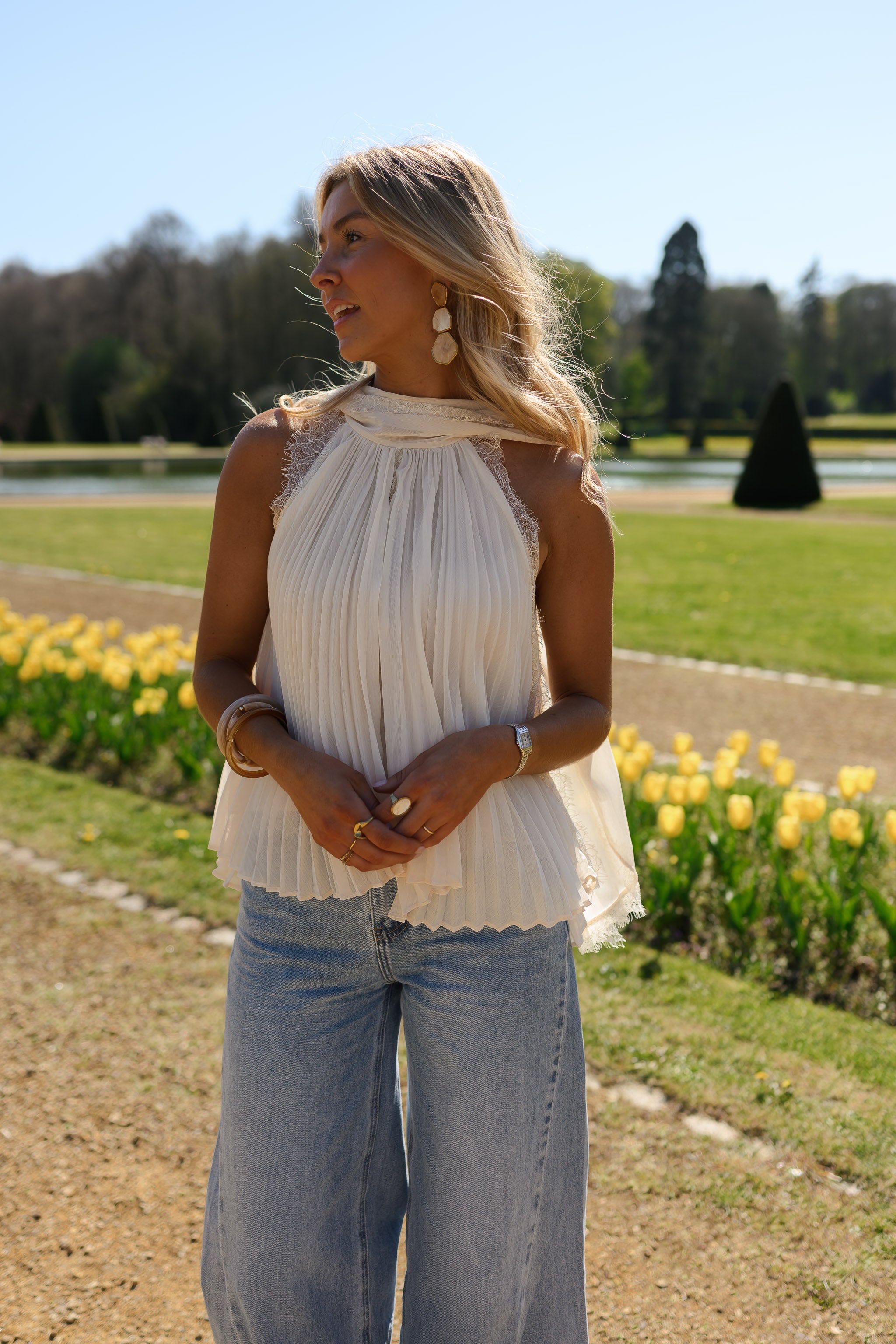 Beige Lace Nath Top