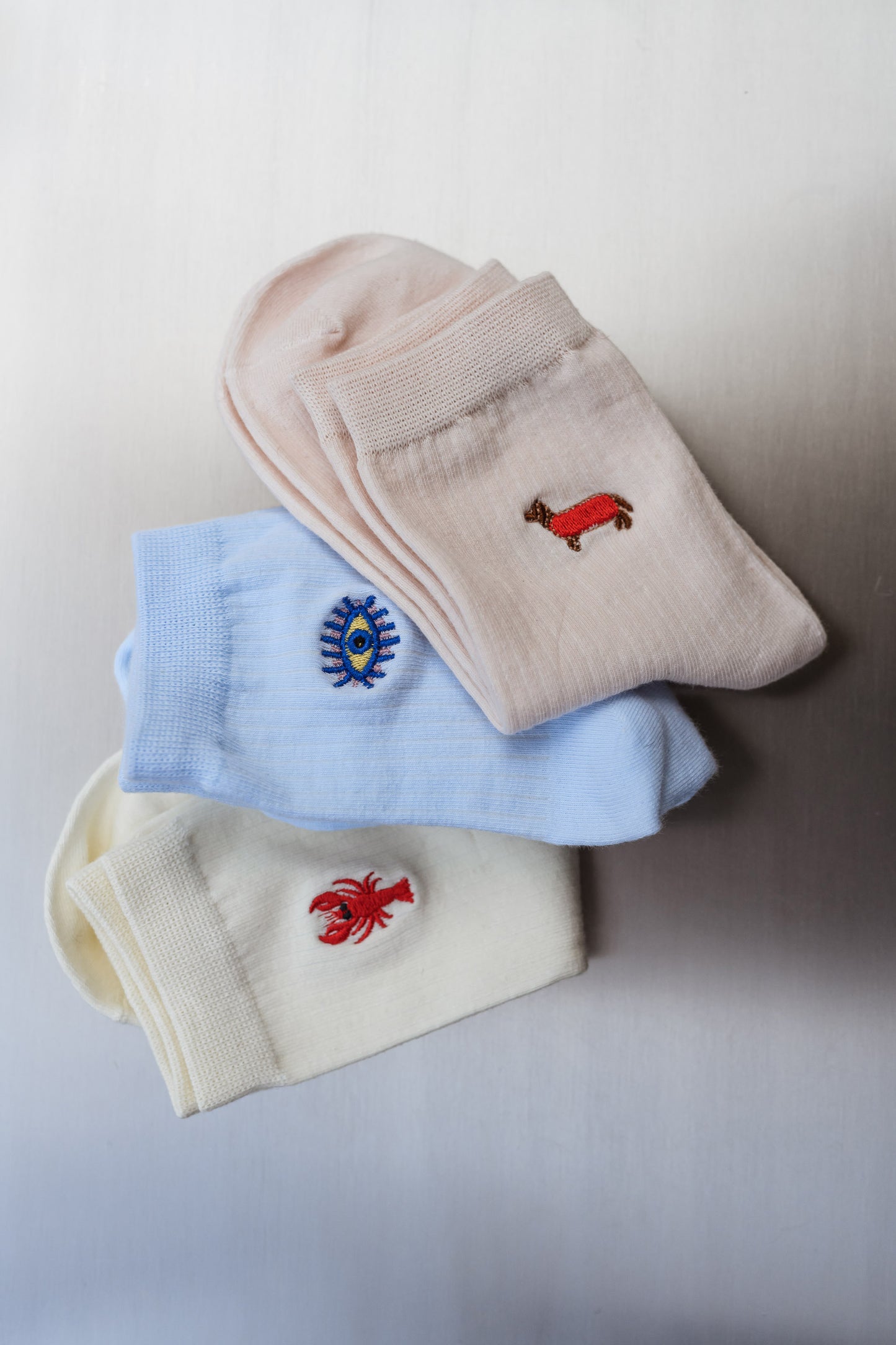 Beige Lobster Homard Socks