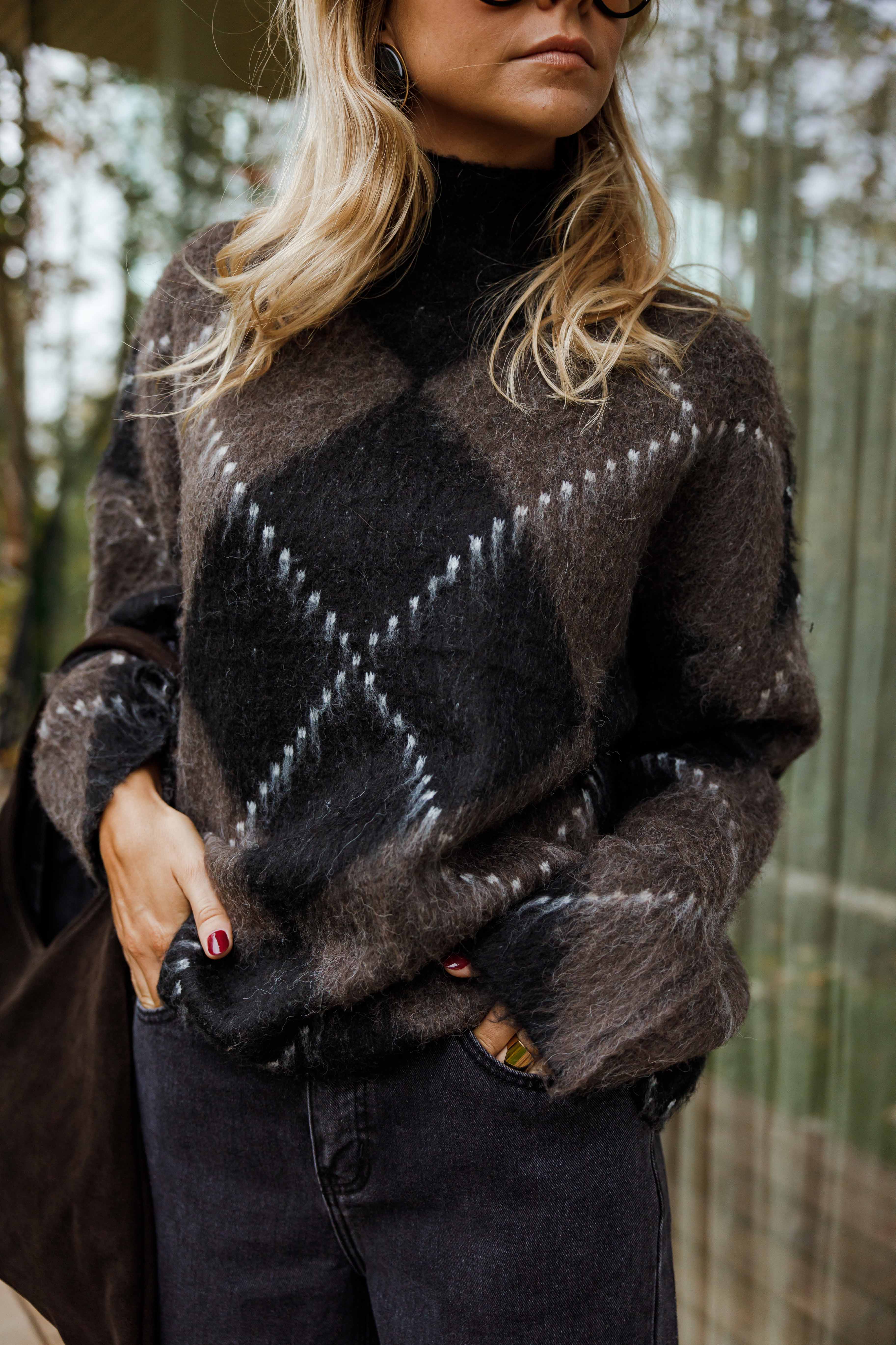 Brown and Black Checkered Felix Sweater