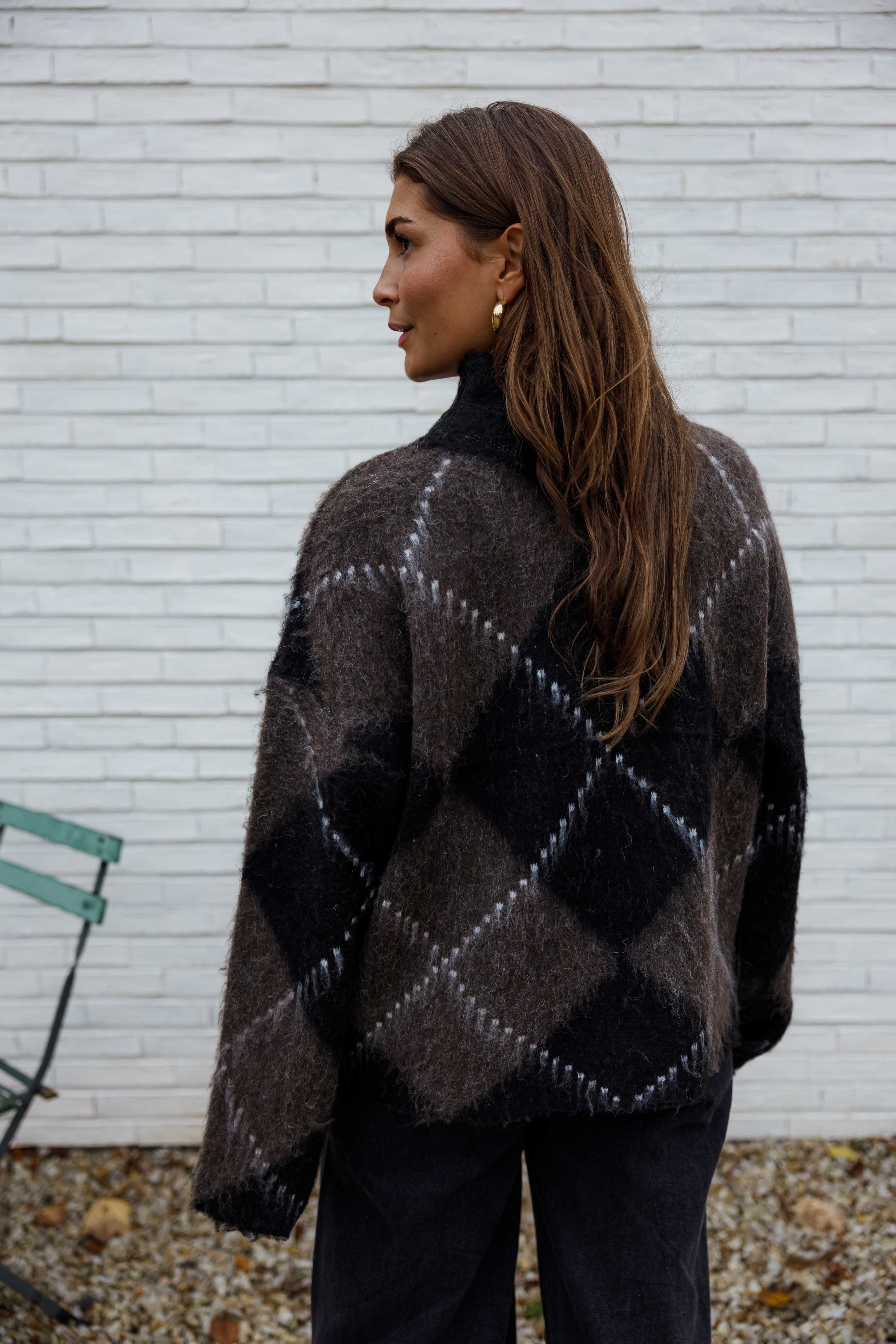 Brown and Black Checkered Felix Sweater