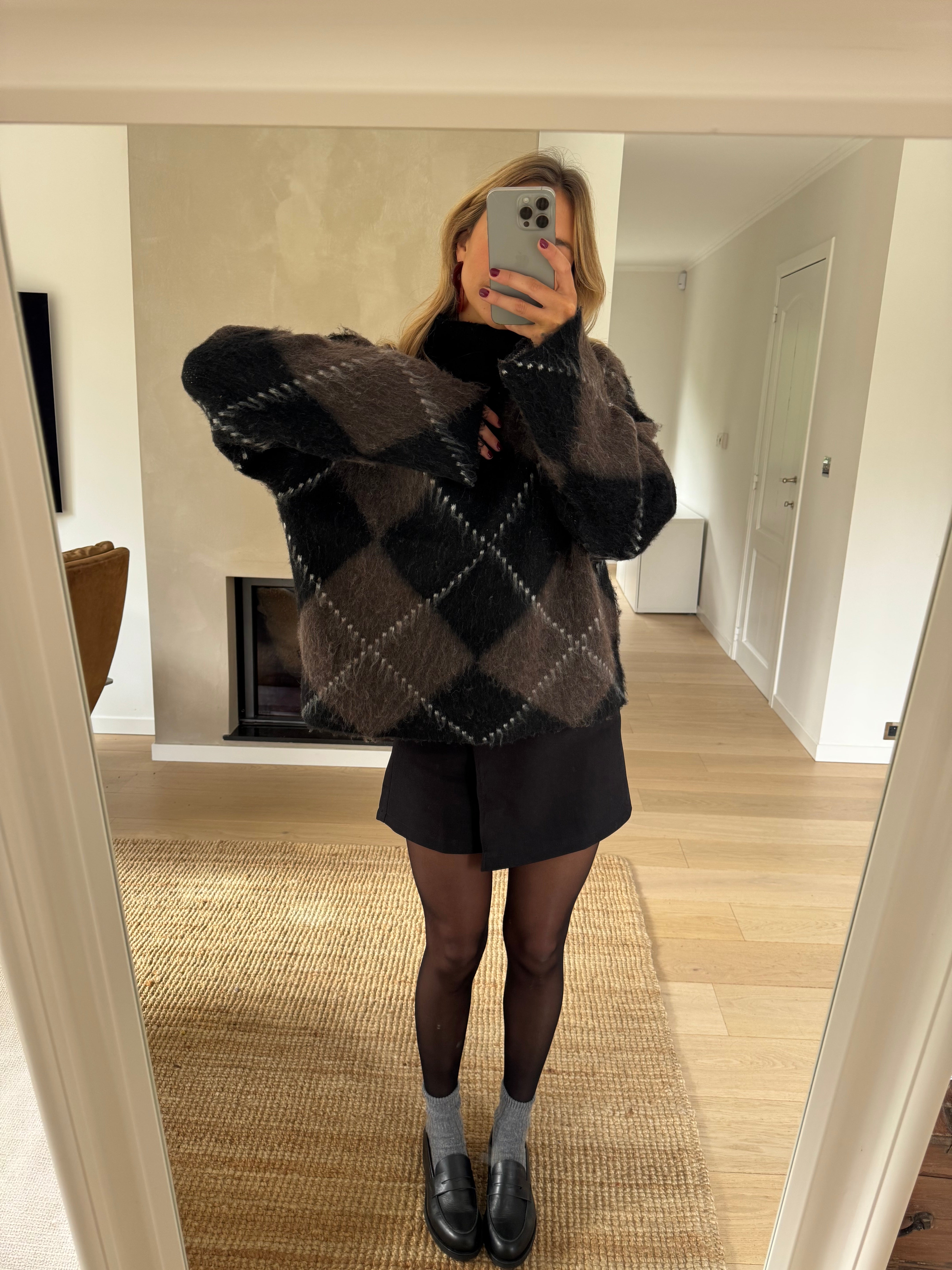 Brown and Black Checkered Felix Sweater