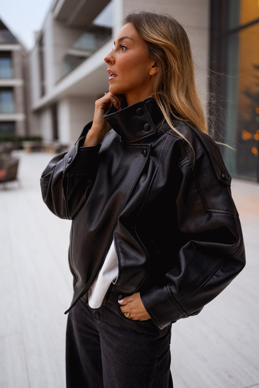 Black Faux Leather Deborah Jacket