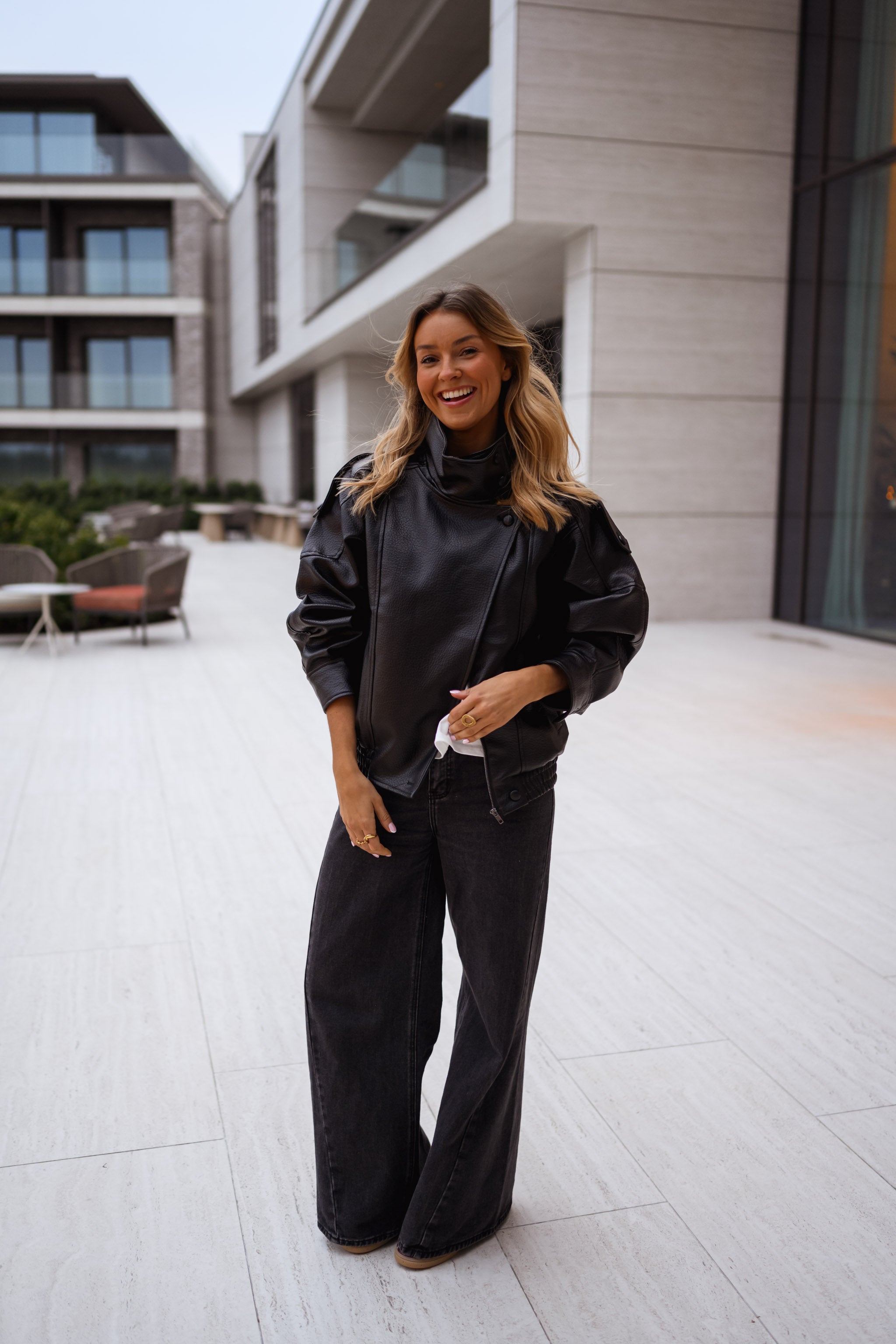 Black Faux Leather Deborah Jacket