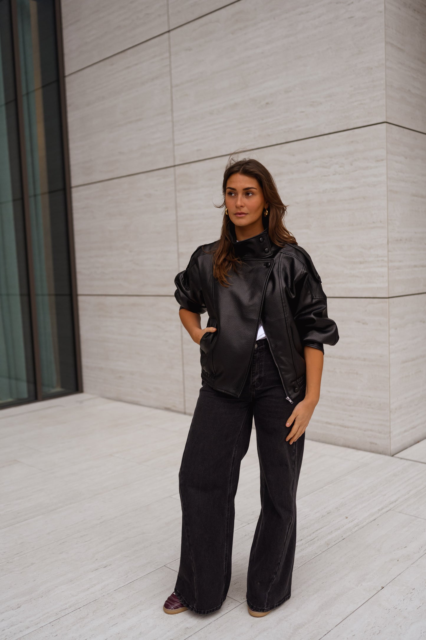 Black Faux Leather Deborah Jacket