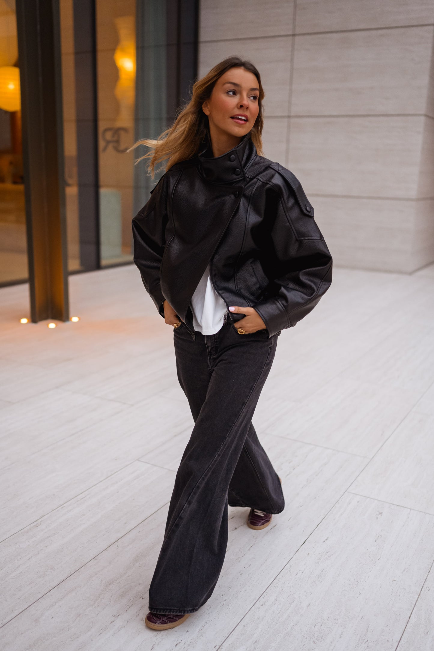 Black Faux Leather Deborah Jacket