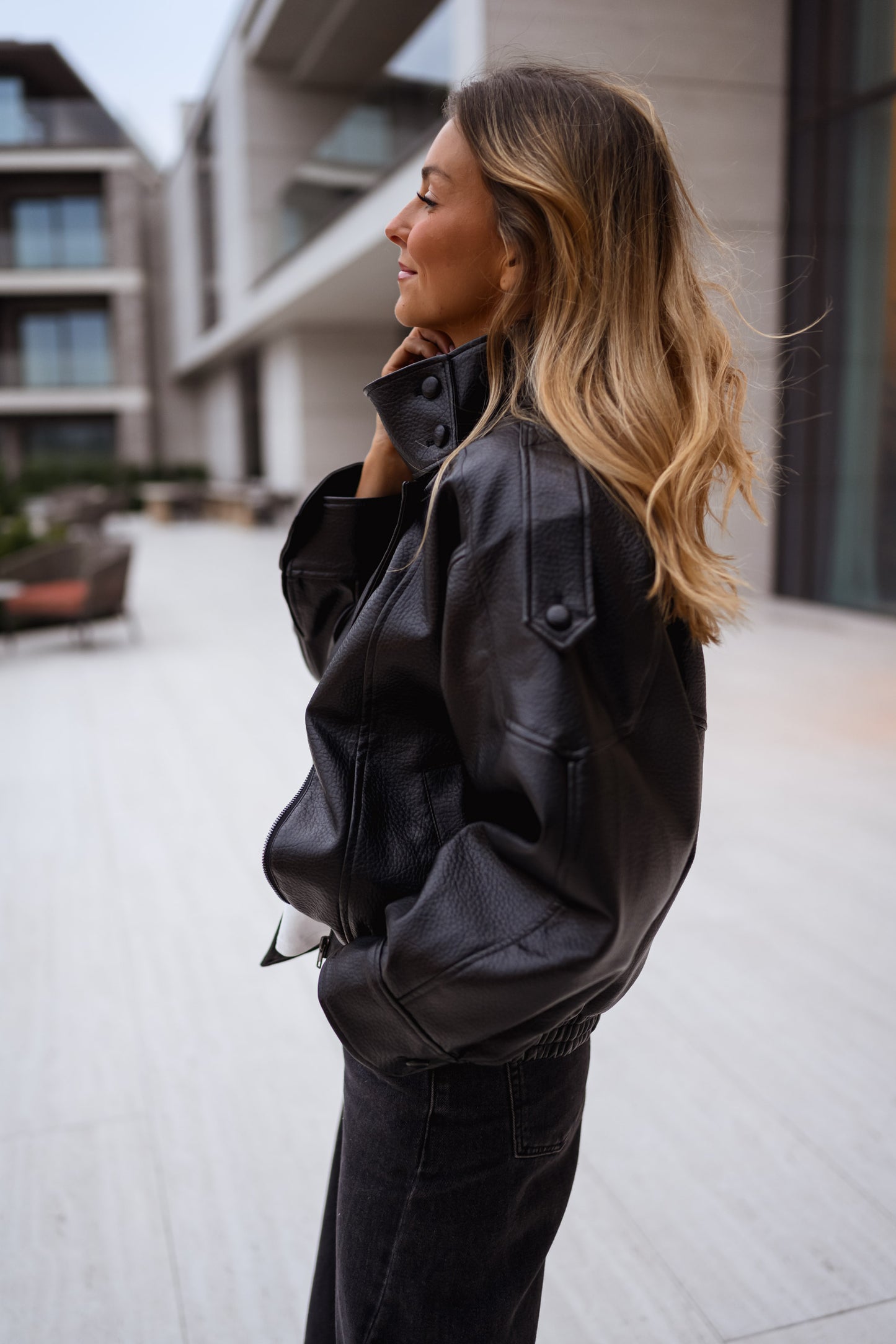 Black Faux Leather Deborah Jacket