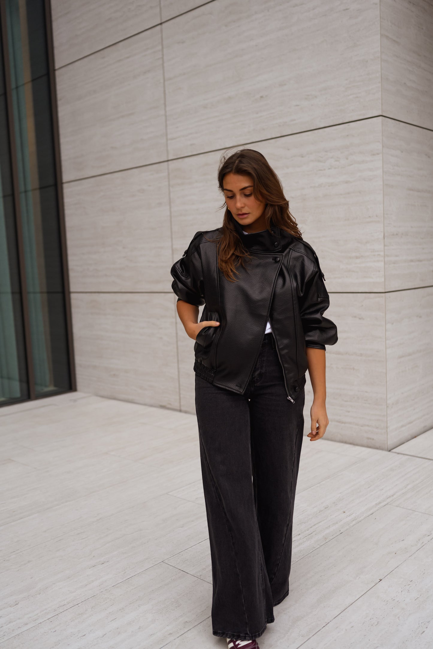 Black Faux Leather Deborah Jacket