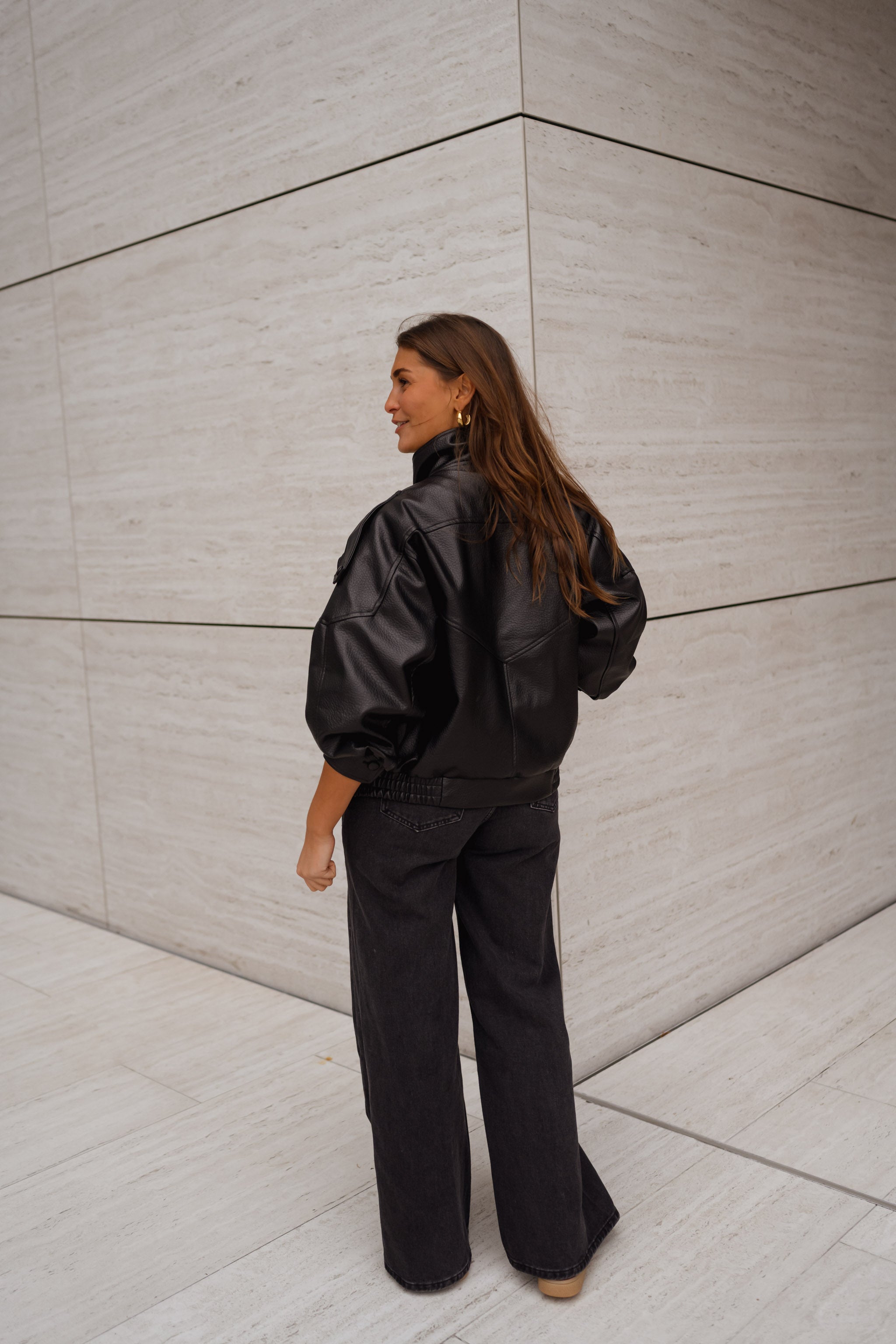 Black Faux Leather Deborah Jacket