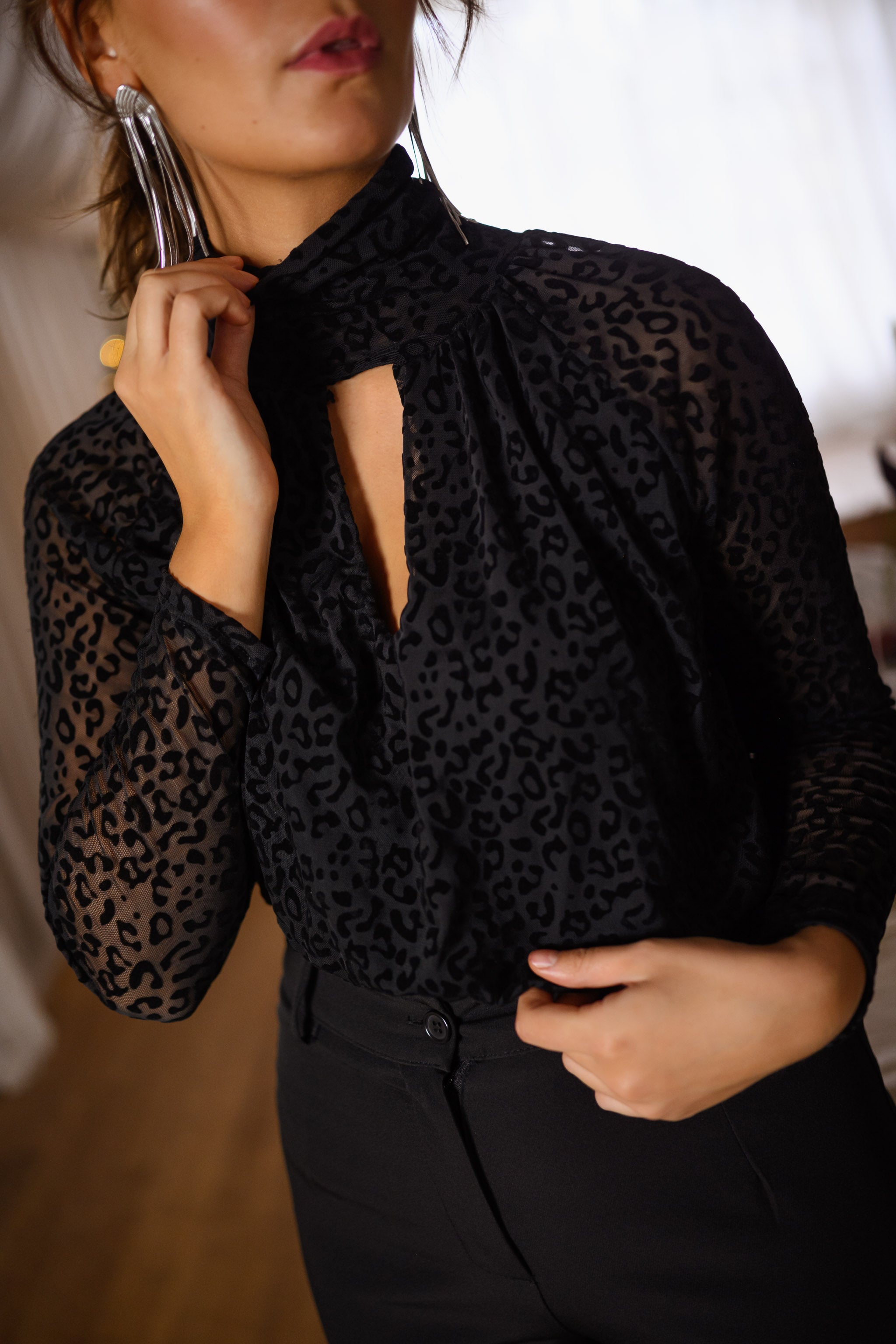 Black Leopard Julia Bodysuit