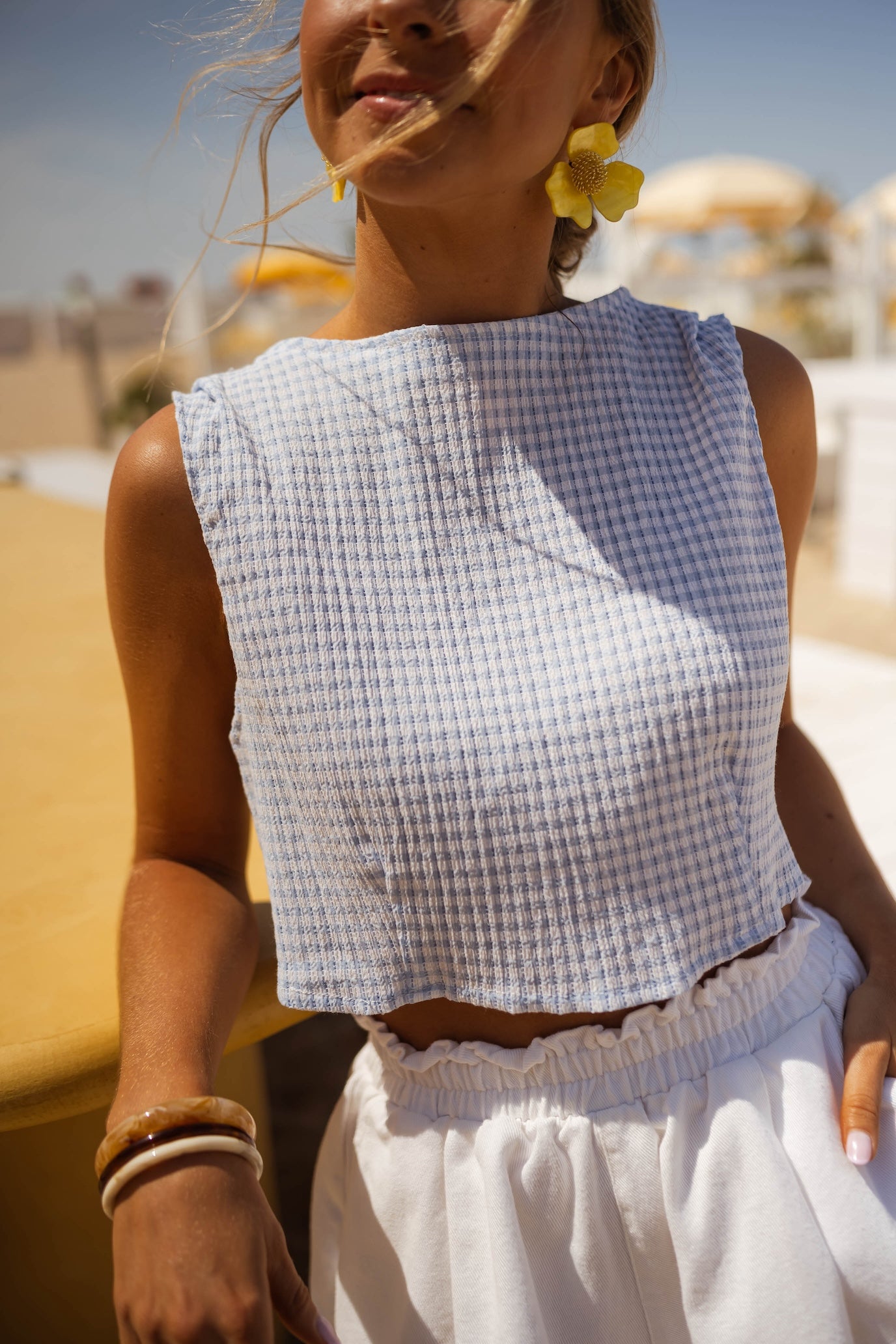 Blue and Ecru Charlene Top