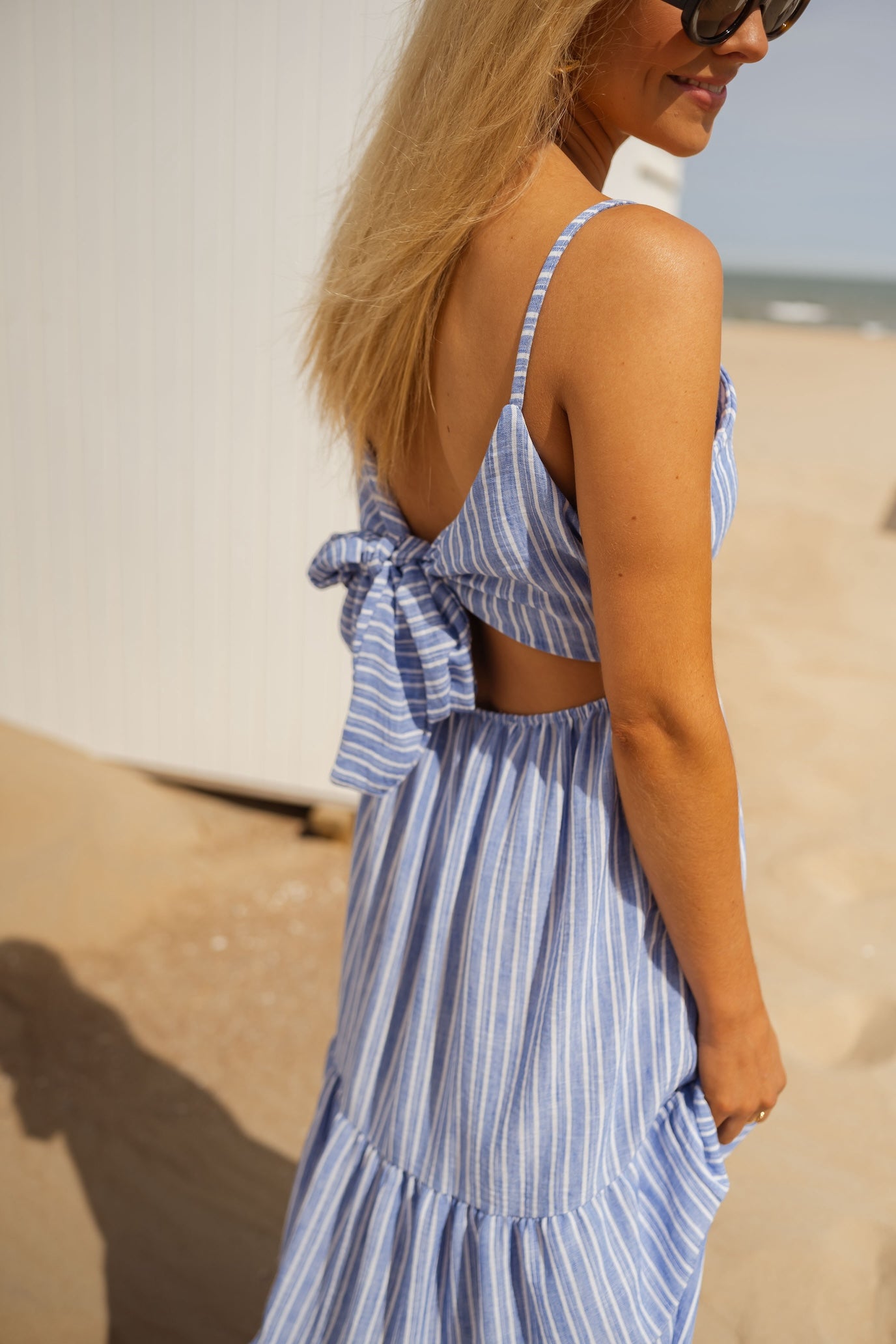 Blue and Ecru Striped Orria Dress