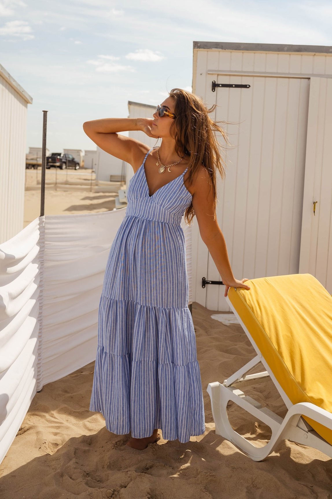 Blue and Ecru Striped Orria Dress